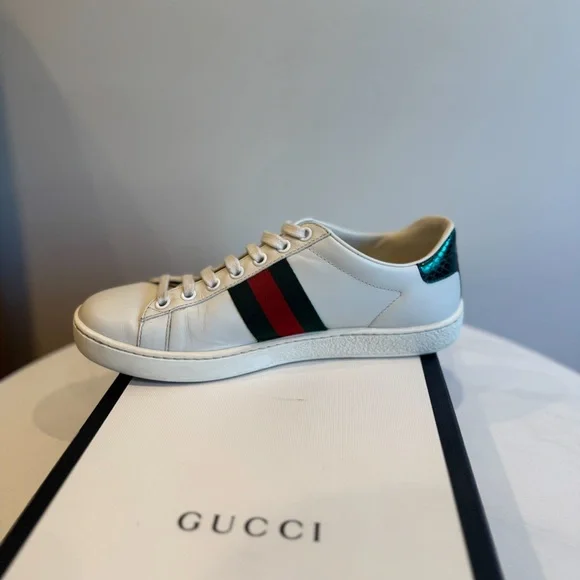 Women's Gucci Ace Embroidered White Leather Sneakers - Picture 3 of 8